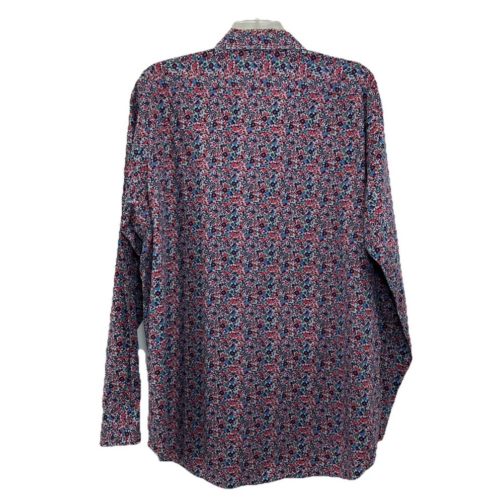 Thomas Dean Multicolored Floral Dress Shirt Mens 2XLT Tall Flip Cuff Long Sleeve - Picture 3 of 8